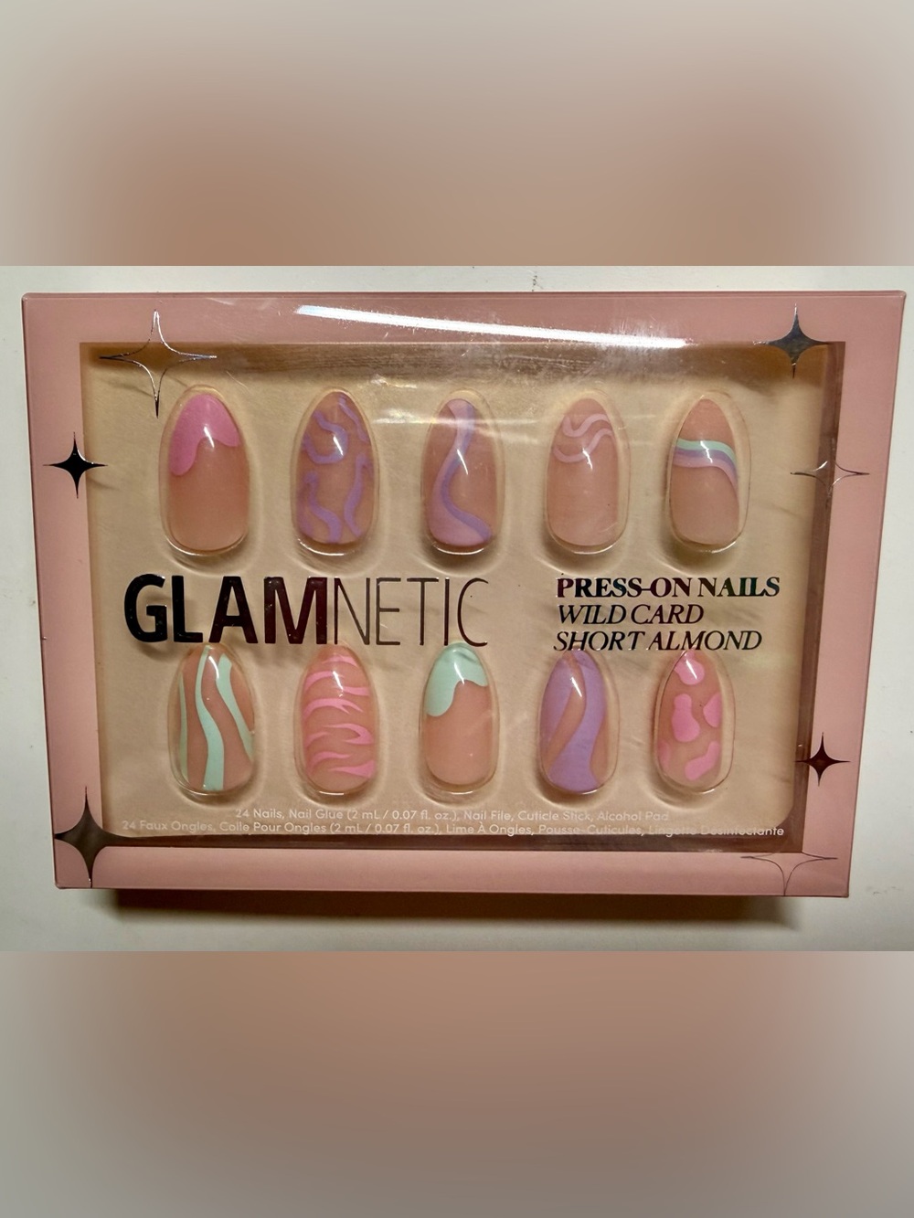 Glamnetic Wild Card Short Almond Press-On Nails - Pink, Lavender, Mint